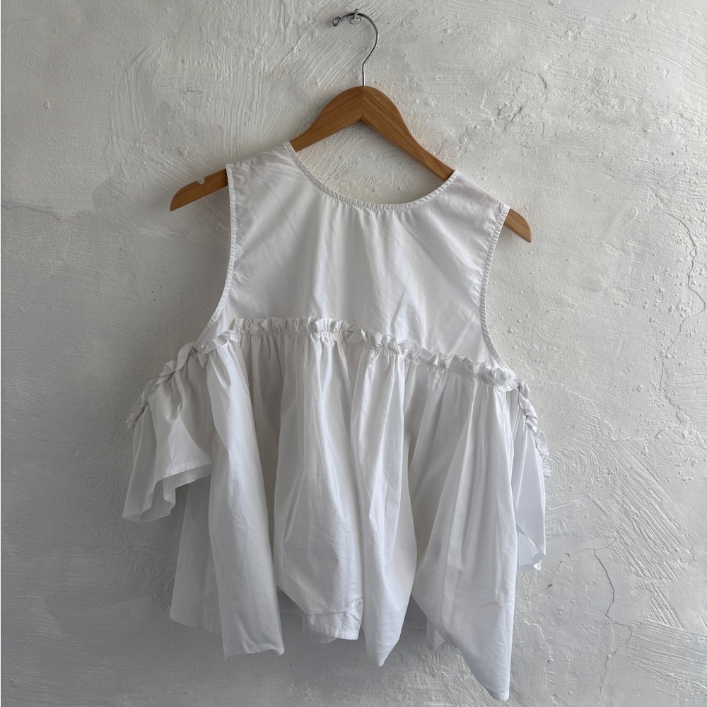 Cotton blend cold shoulder blouse